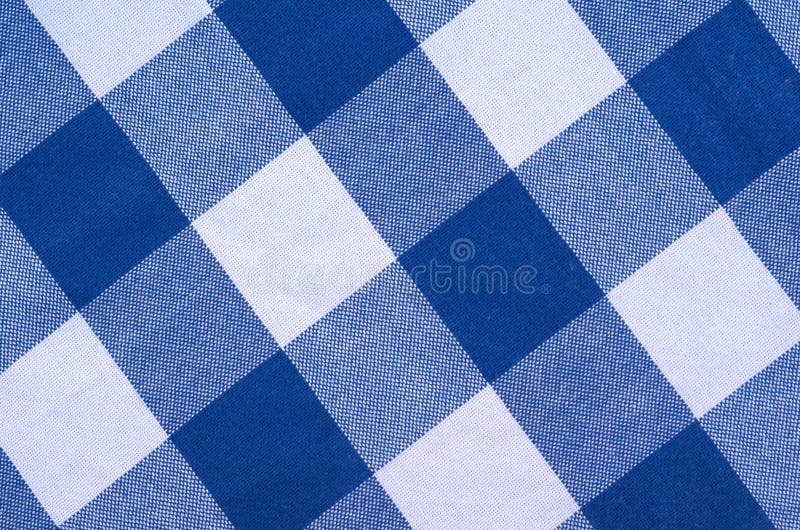 Blue And White Checked Material Stock Photo - Image of dinner