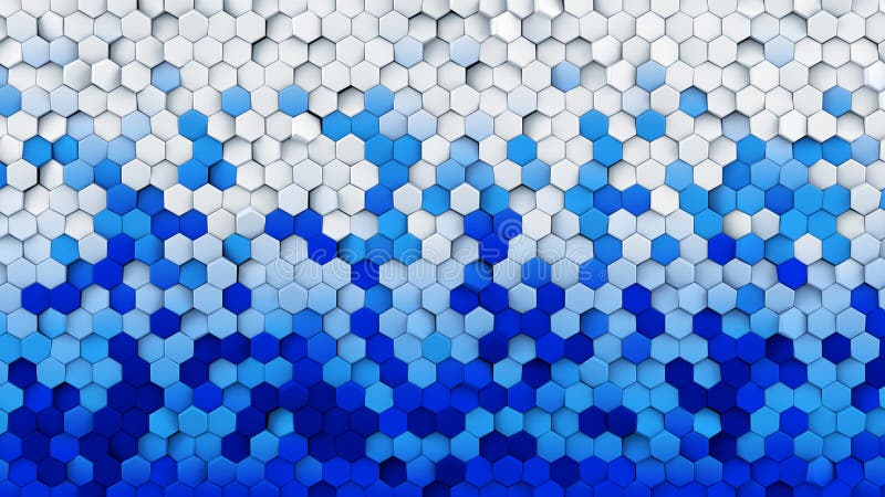 Blue white gradient hexagons turned abstract 3D rendering stock illustration Blue white gradient hexagons turned abstract 3D rendering stock illustration