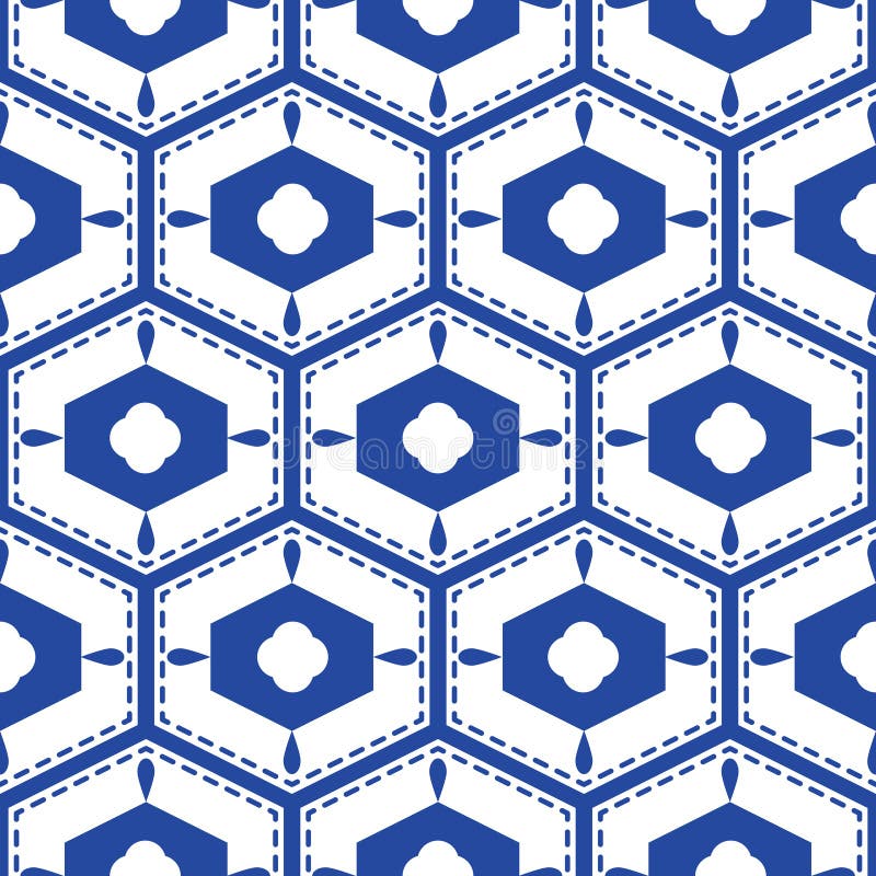 Blue And White Mediterranean Seamless Tile Pattern. Stock Vector Illustration of arabesque