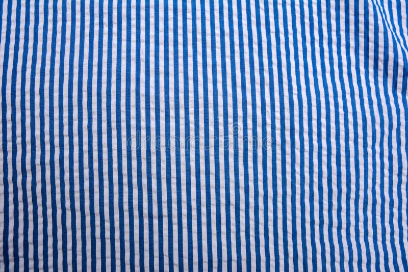 Blue and White Stripes Fabric Closeup , Tablecloth Texture Stock Image