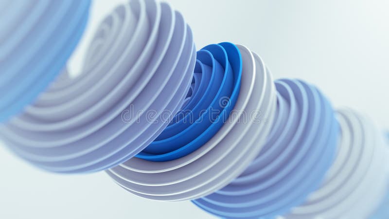Blue white twisted spiral shape 3D render with DOF vector illustration Blue white twisted spiral shape 3D render with DOF vector illustration
