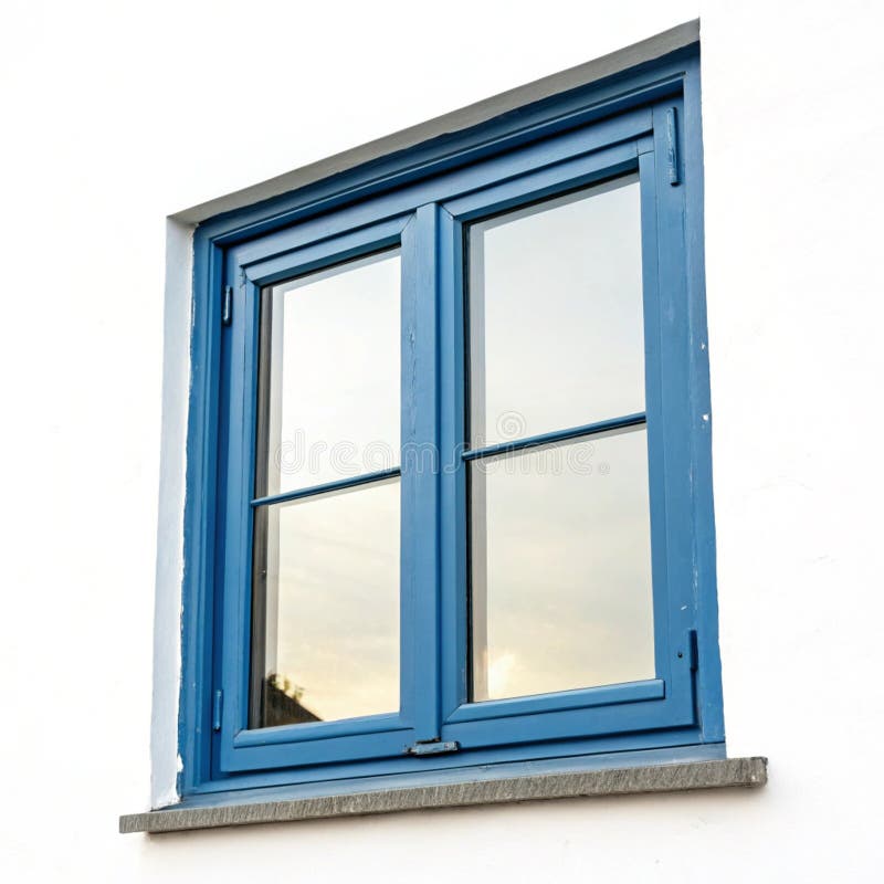 Blue window isolated on white background stock illustration