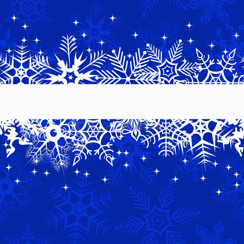 Blue winter banner with snowflakes