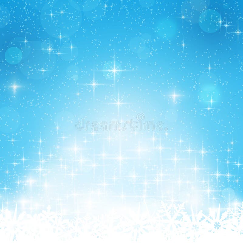 Blue winter, Christmas background with stars stock illustration