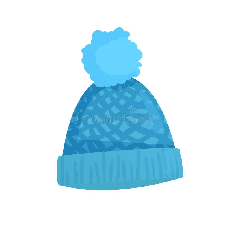 Blue Winter Hat with Pompon Isolated on White. Stock Vector ...