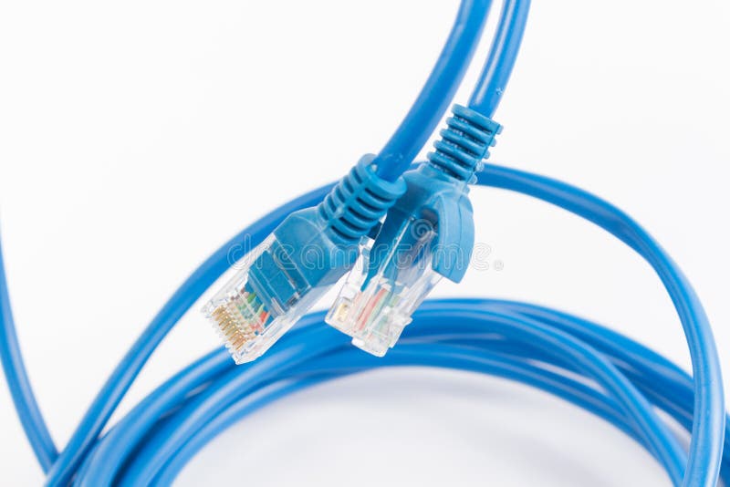Blue Wired LAN Cable On White Stock Photo Image of background