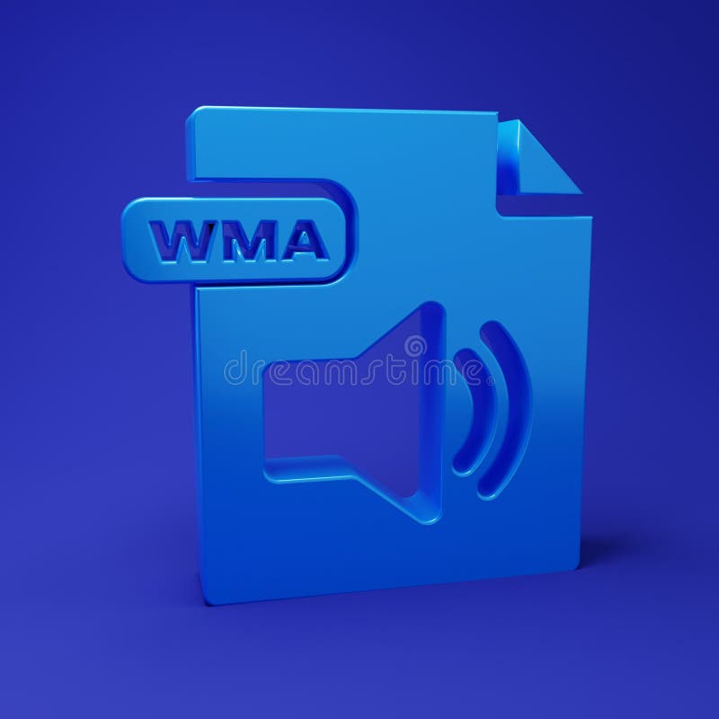 Blue WMA file document. Download wma button icon isolated on blue background. WMA file symbol. Wma music format sign royalty free illustration