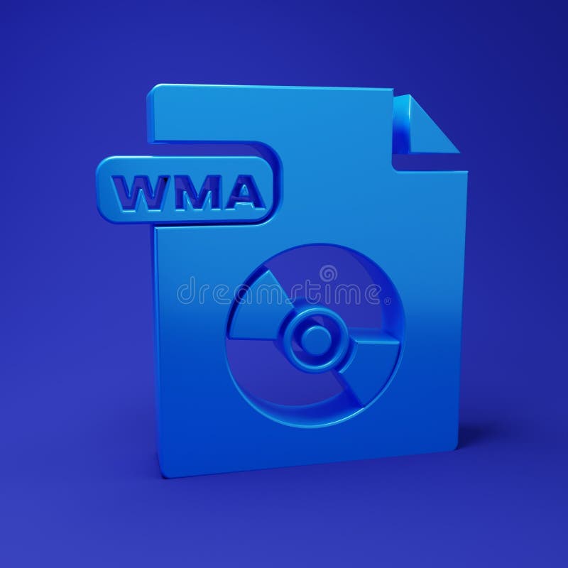 Blue WMA file document. Download wma button icon isolated on blue background. WMA file symbol. Wma music format sign royalty free illustration
