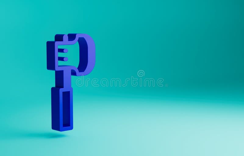 Blue Wooden axe icon isolated on blue background. Lumberjack axe. Minimalism concept. 3D render illustration.