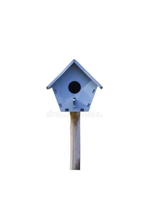 Blue wooden bird house isolated on white background included clipping path. Blue wooden bird house isolated on white background included clipping path.