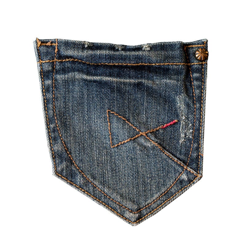 Blue Worn Jeans Back Pocket Isolated on White Background. Denim Fashion ...