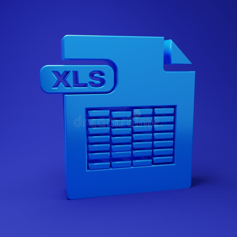 Blue XLS file document. Download xls button icon isolated on blue background. Excel file symbol. Minimalism concept. 3D vector illustration