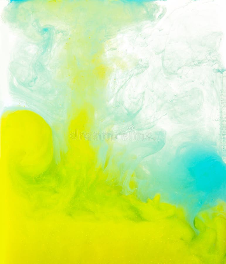 Blue and Yellow Acrylic Paint on White Background Abstract Background