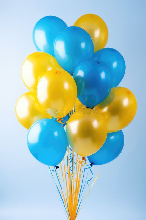 Blue and Yellow Balloons Bunch Stock Illustration - Illustration of ...