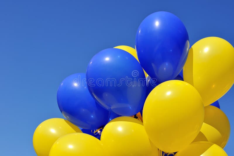 Yellow And Blue Streamers Isolated Stock Photo, Royalty-Free