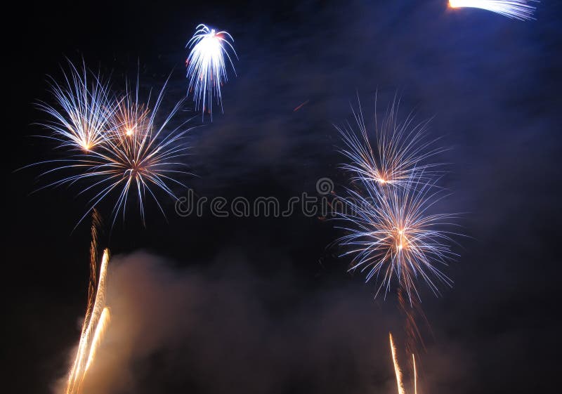 Blue And Yellow Fireworks Stock Photo Image Of Year 136015510