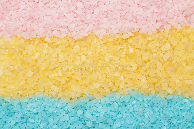 Blue yellow and pink aromatic bath salt