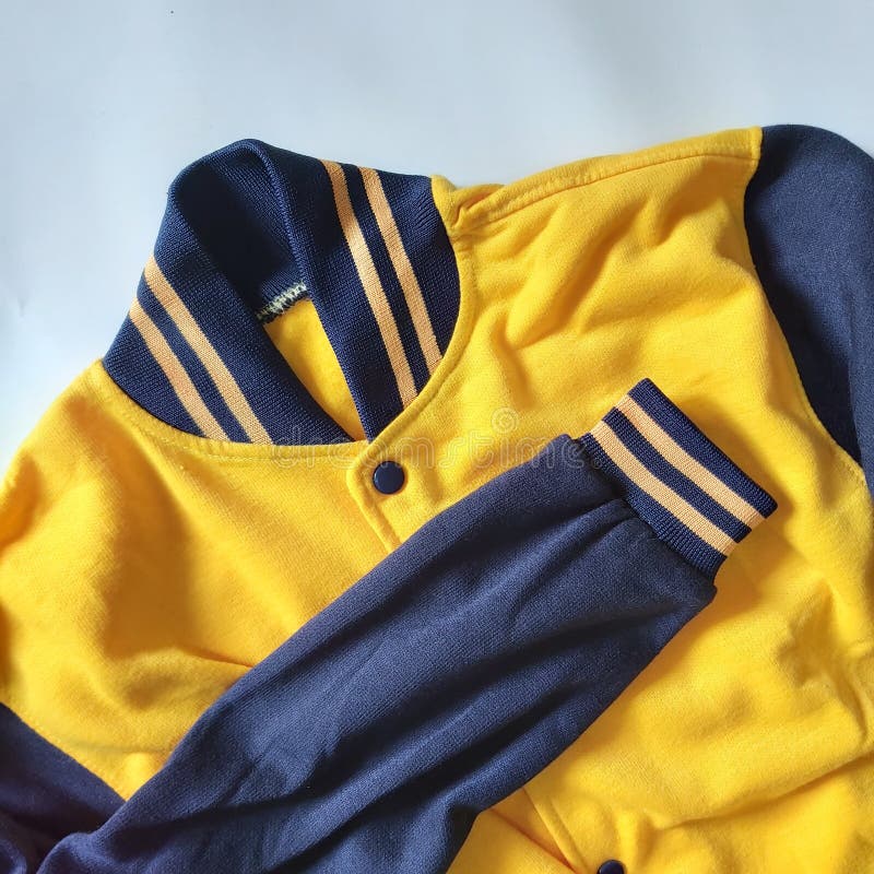 Blue Yellow Stripes Varsity Jacket Stock Photo Image of jacket, blue