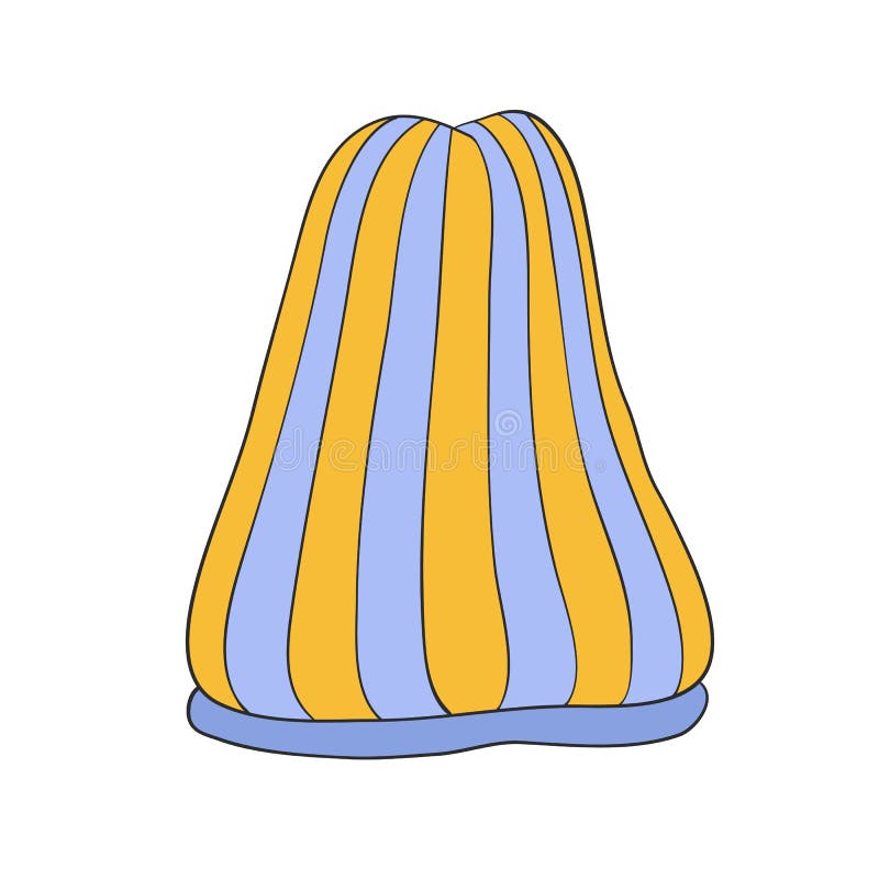 Blue and Yellow Wool Hat Hand Drawn for Design Stock Vector
