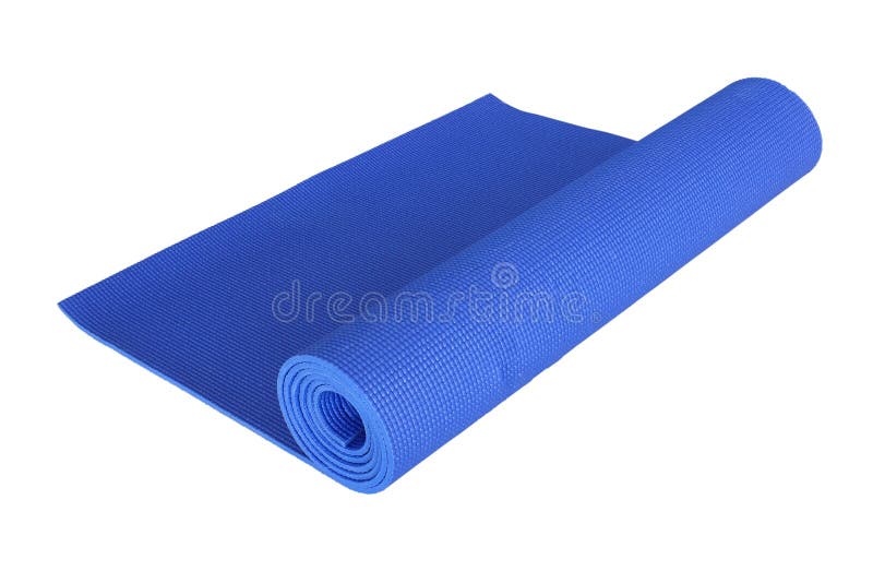 Blue Yoga Mat Isolated on White Stock Image Image of light, activity