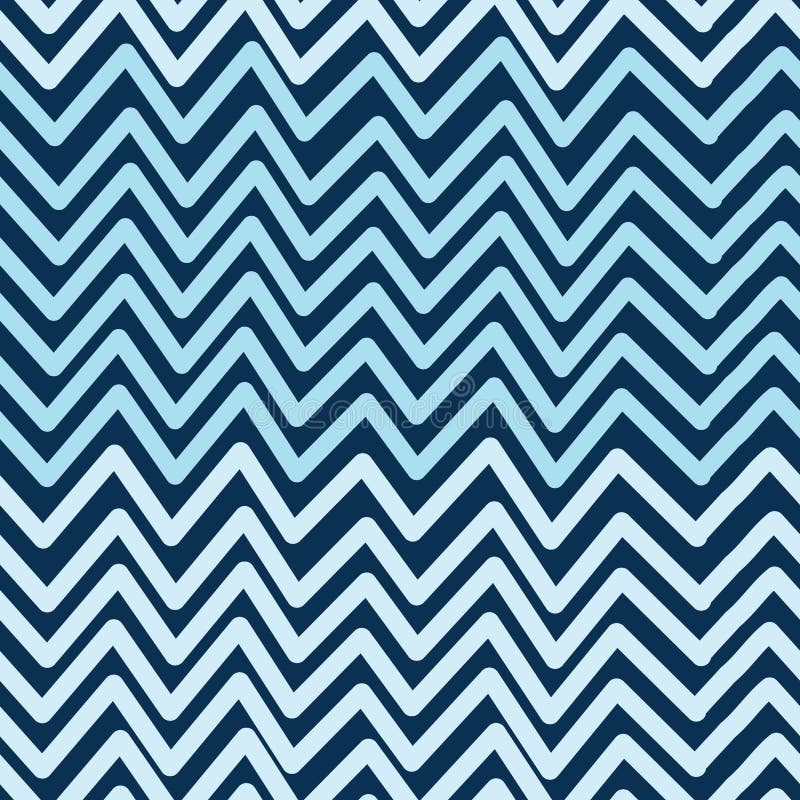 Blue with Zig Zag Lines or Chevron Seamless Pattern Background Design