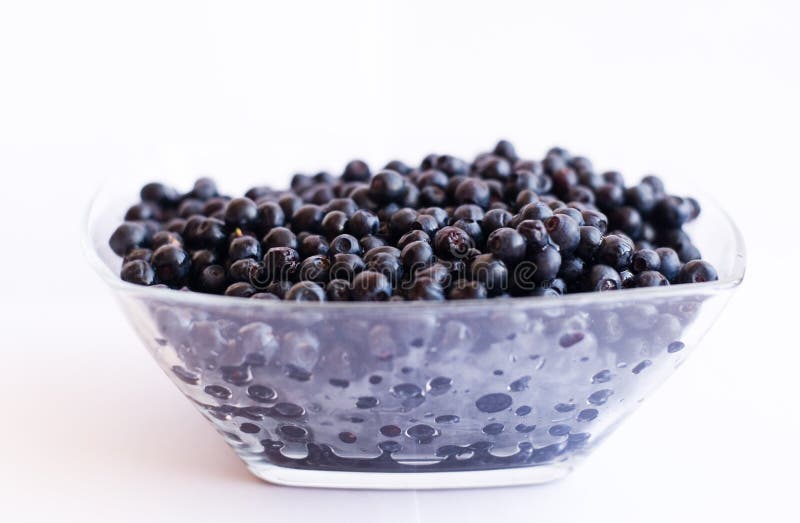 Blueberries in glass cup