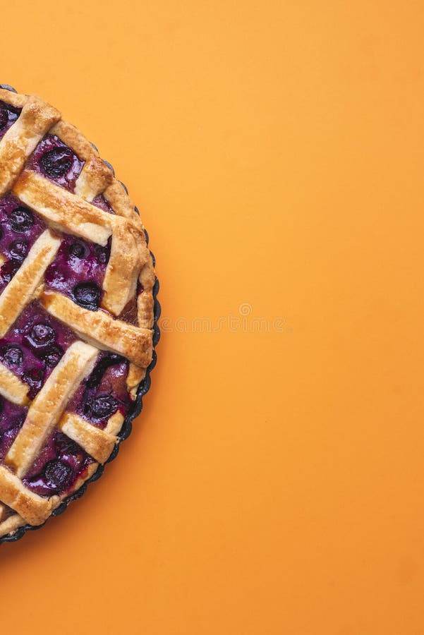 Blueberries lattice pie with a golden crust