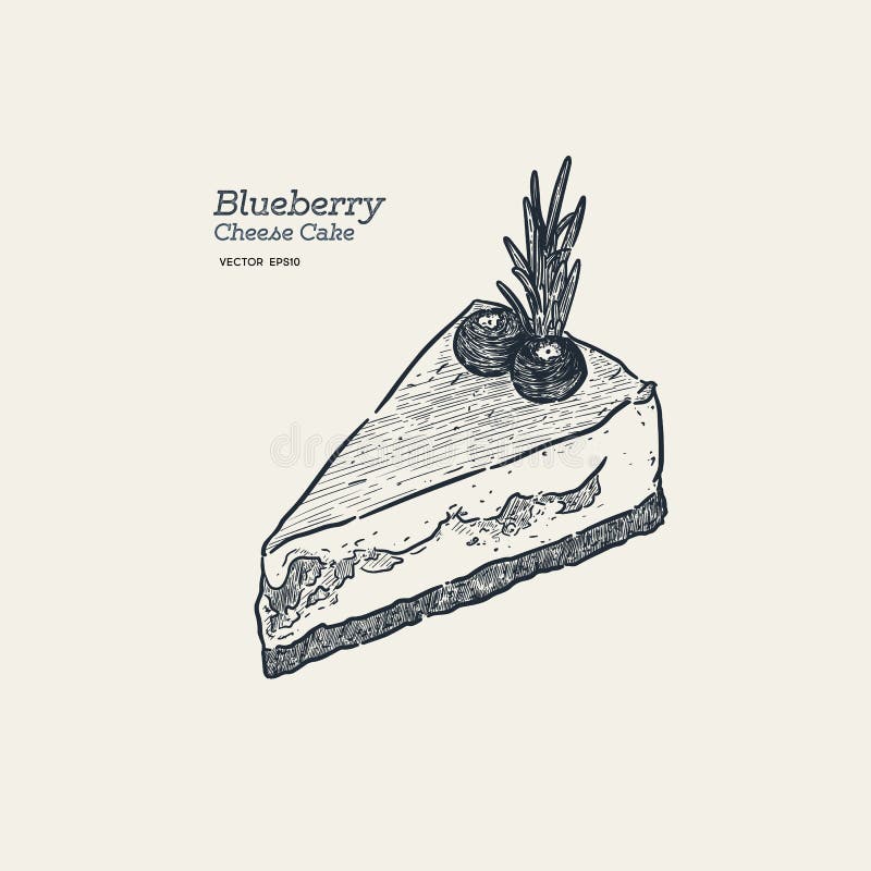 Blueberry Cheese Cake, Hand Draw Vector Stock Vector Illustration of