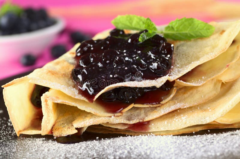 Blueberry Jam on Pancake stock photo. Image of crepe 20454836