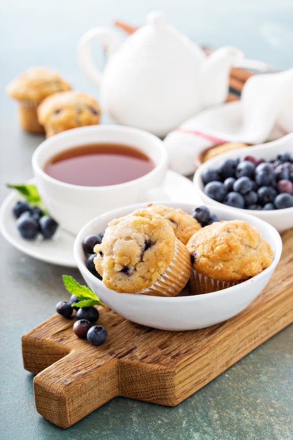 Blueberry muffins in a bowl