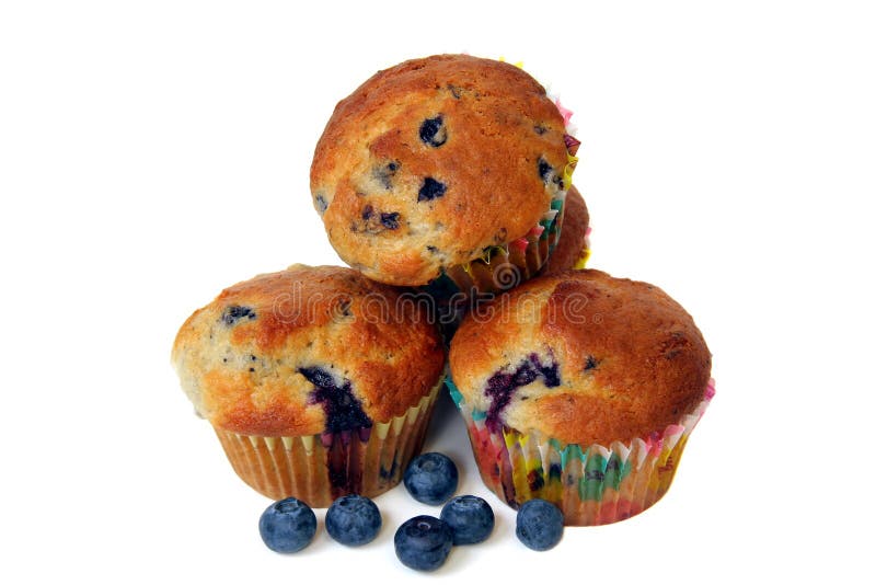 Blueberry Muffins Isolated on White