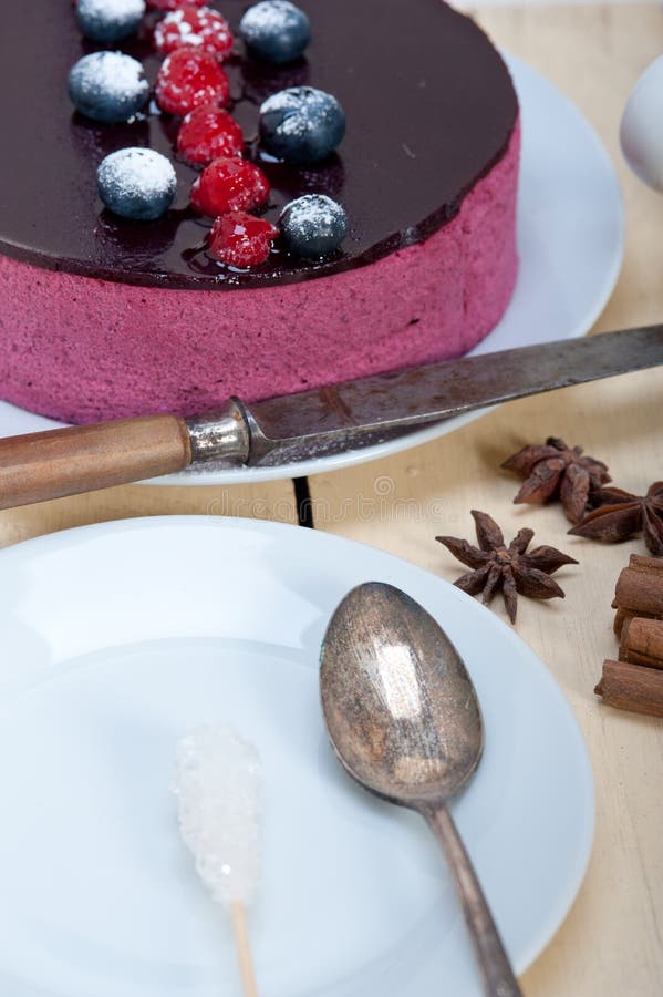 Blueberry and Raspberry Cake Mousse Dessert Stock Image Image of decoration, round 243202339