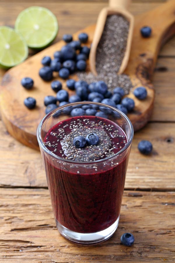 Blueberry Smoothie with Chia Seeds Stock Image Image of blackberry