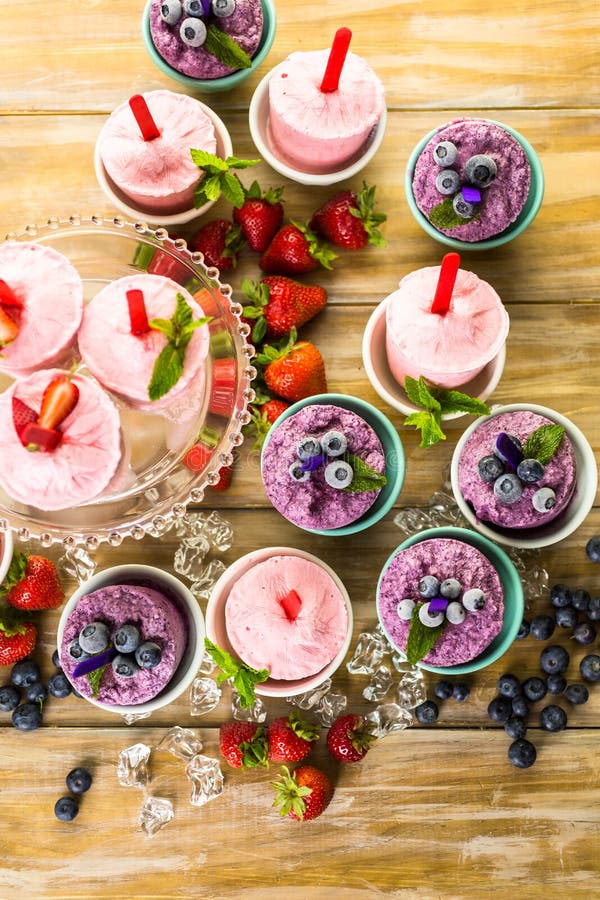 Blueberry and Strawberry Popsicles Stock Image Image of blueberries, fruit 56281497