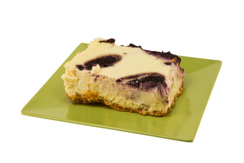 Blueberry swiirl cheesecake on white