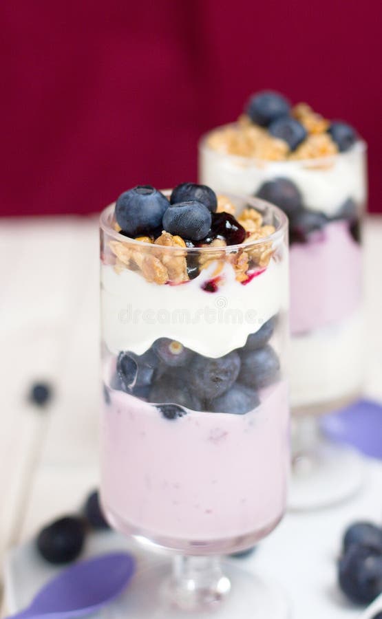 Blueberry yogurt parfait stock photo. Image of cream 110832650