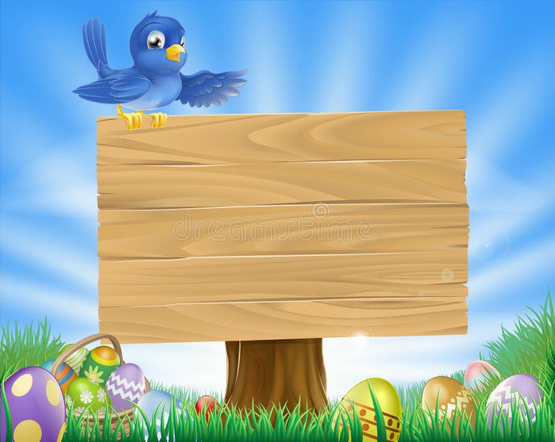 Bluebird Easter Cartoon Background Stock Vector 