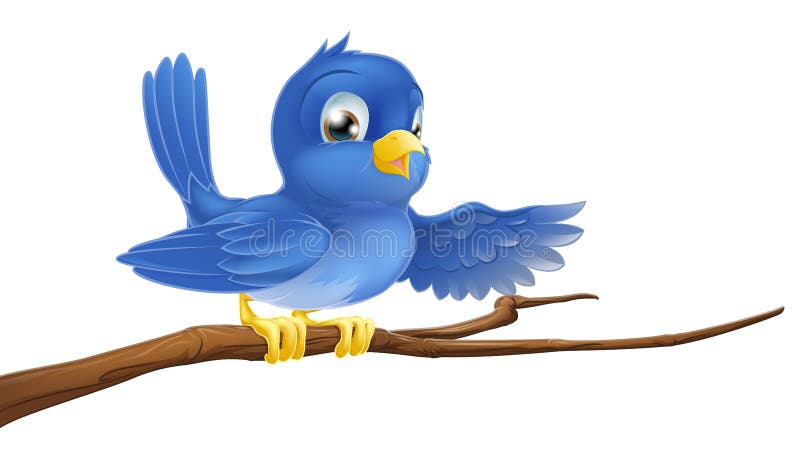 Bluebird que senta-se em apontar da filial ilustração stock Bluebird que senta-se em apontar da filial ilustração stock