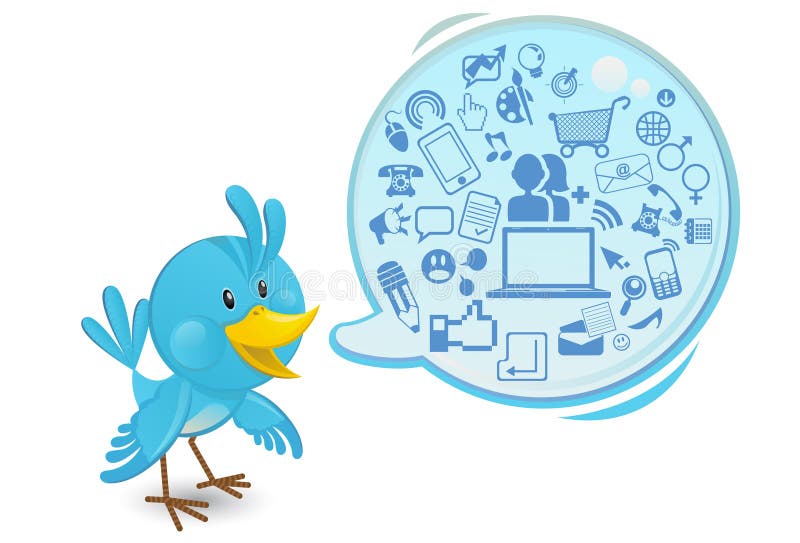 Bluebird sociale di media della rete con un discorso Bub royalty illustrazione gratis Bluebird sociale di media della rete con un discorso Bub royalty illustrazione gratis