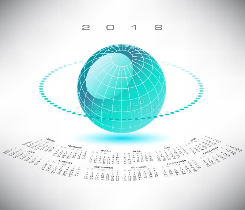 A bluegreen globe 2018 calendar royalty free illustration