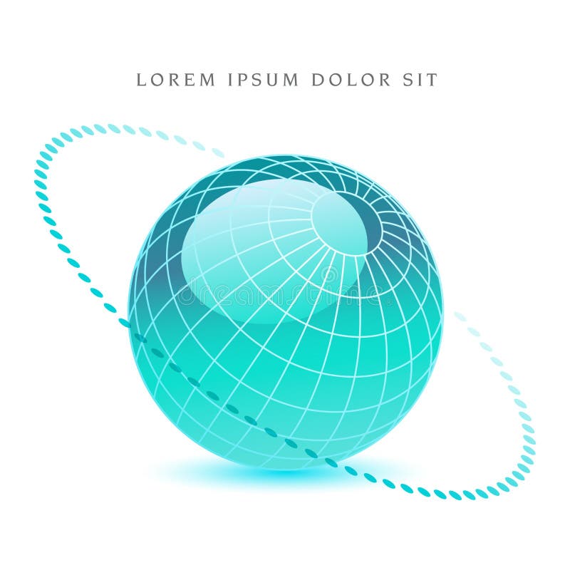 A bluegreen globe with a dotted ring vector illustration