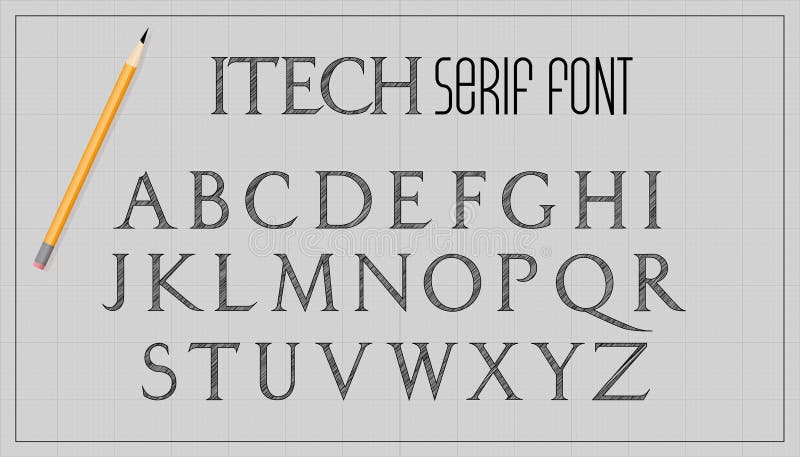 Blueprint architecture font. stock illustration