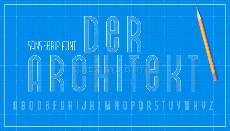 Blueprint architecture font. royalty free illustration
