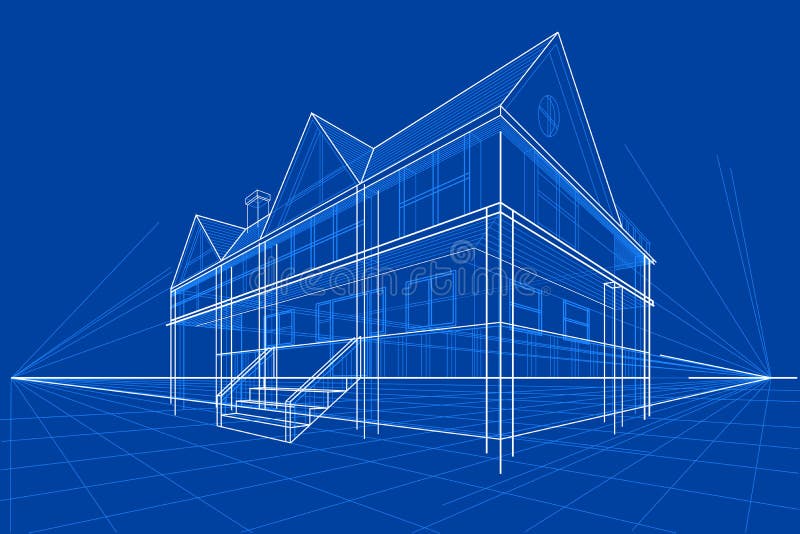 Blueprint of Building stock illustration