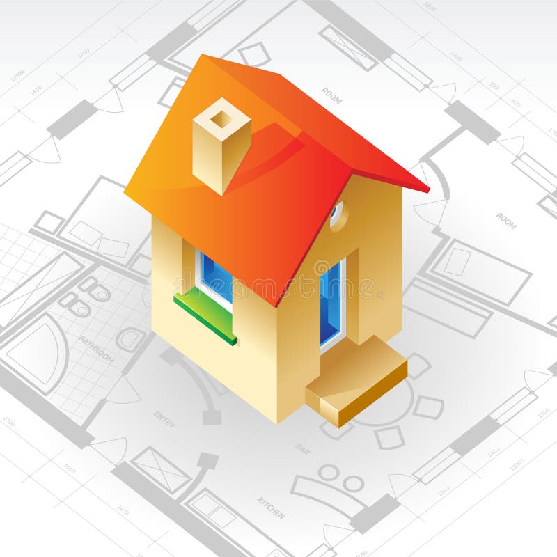 Blueprint and house concept stock illustration