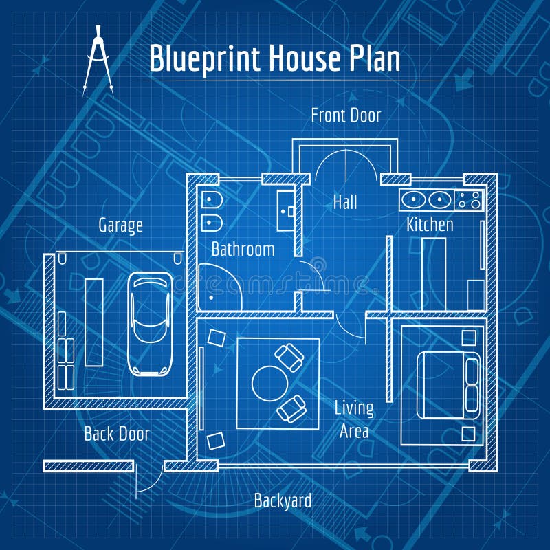 Blueprint house plan stock illustration