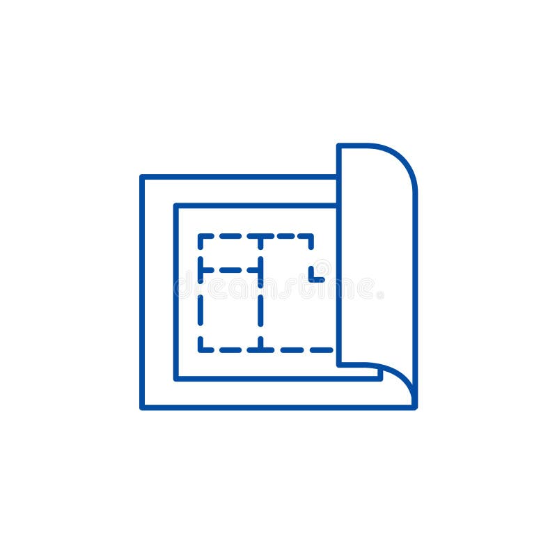 Blueprint,house plan project line icon concept. Blueprint,house plan project flat vector symbol, sign, outline stock illustration
