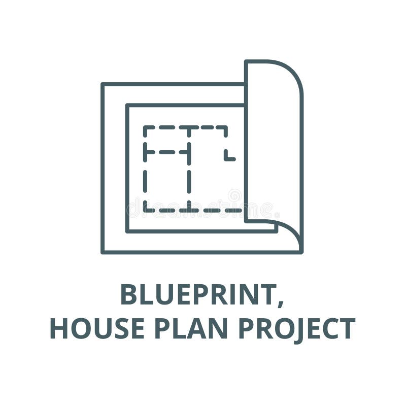 Blueprint,house plan project line icon, vector. Blueprint,house plan project outline sign, concept symbol, flat royalty free illustration