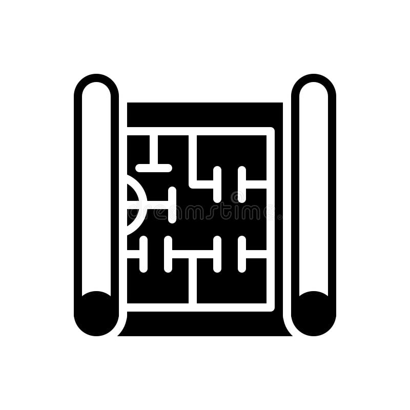 Black solid icon for Blueprint, house plan and architect stock illustration Black solid icon for Blueprint, house plan and architect stock illustration