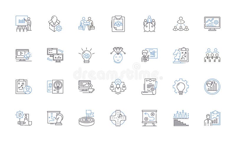 Blueprint line icons collection. Architecture, Design, Construction, Plan, Sketch, Draft, Diagram vector and linear vector illustration